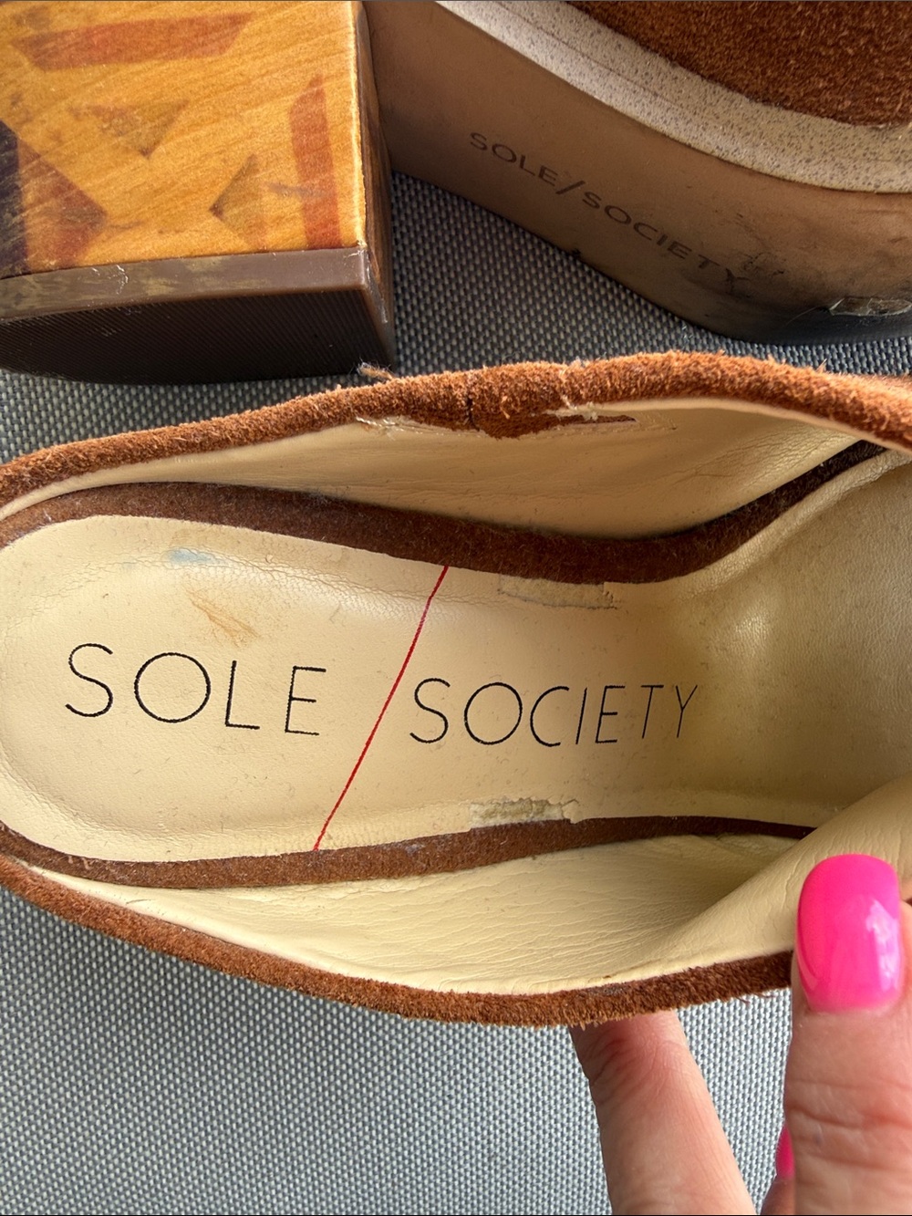 Sole Society Brown Suede Open-Toe Block Heel Mules - Picture 2 of 9